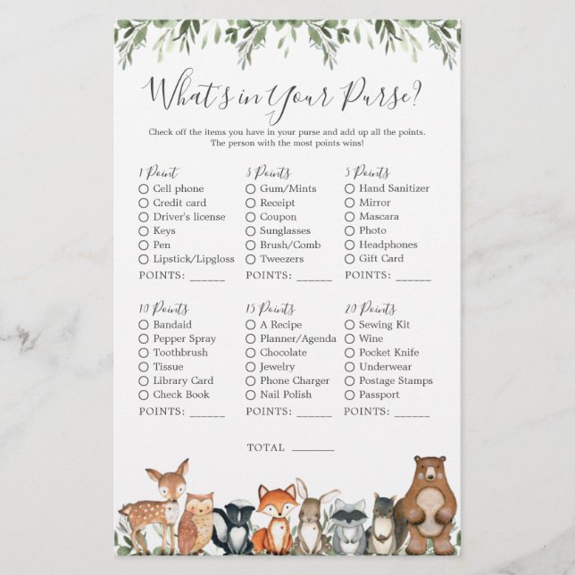 Woodland Animals Kinderdusche Was ist in Ihrer Han (Vorderseite)