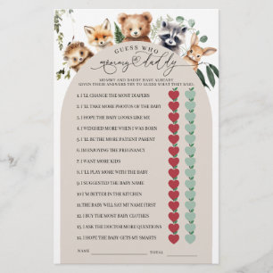 Woodland Animals Mama oder Vater Baby Shower Game