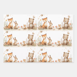 Woodland animals Neutral Baby Shower Geschenkpapier Set