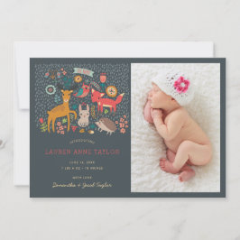 Woodland Animals New Baby Birth Ankündigung