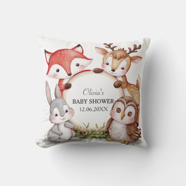Woodland Animals Niedlich Baby Dusche Kissen (Vorderseite)