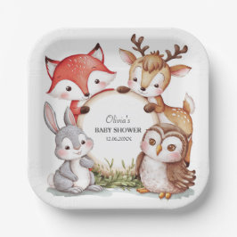 Woodland Animals Niedlich Baby Dusche Pappteller