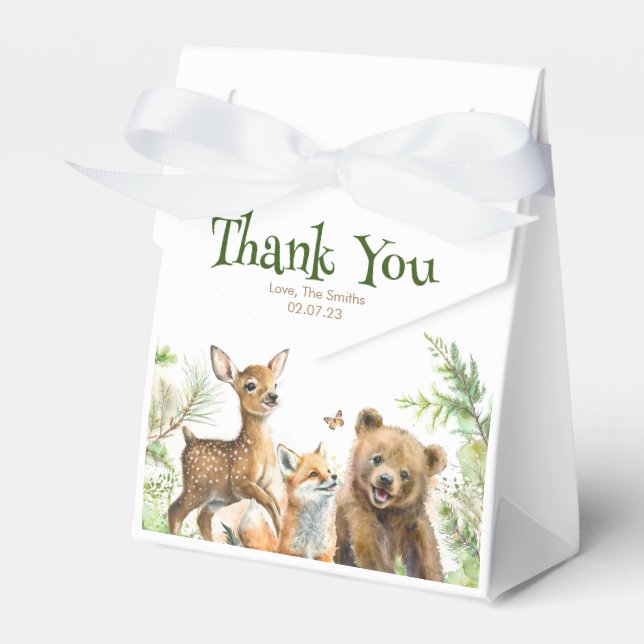 Woodland Animals Niedlich Baby Dusche Vielen Dank Geschenkschachtel (Vorderseite)