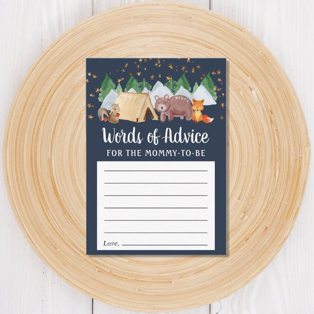 Woodland Animals Night Camping Babyduschberatung Begleitkarte (Von Creator hochgeladen)