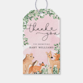 Woodland Animals Pink Baby Dusche Gefallen Tag Geschenkanhänger