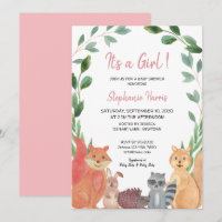 Woodland Animals Pink Baby Girl Baby Dusche