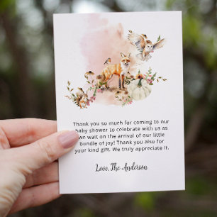 Woodland Animals Pumpkin Fall Floral Baby Dusche Dankeskarte