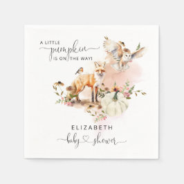 Woodland Animals Pumpkin Fall Floral Baby Dusche Serviette