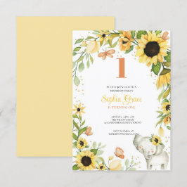 Woodland Animals Rubor Floral primer cumpleaños Einladung