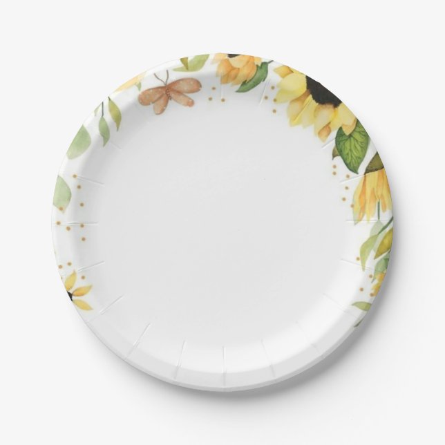 Woodland Animals Rubor Floral primer cumpleaños Pappteller (Vorderseite)