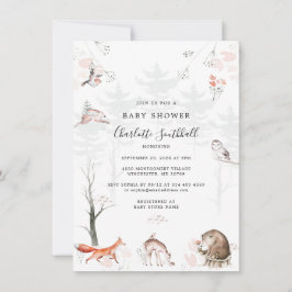 Woodland Animals Rustikale Script Baby Dusche Einladung