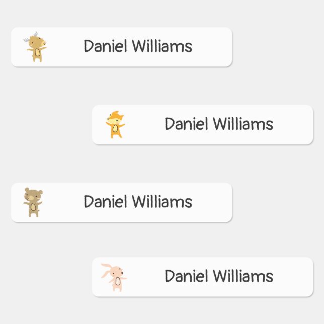 Woodland Animals School Daycare Name Etiketten (Gruppe)