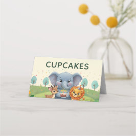 Woodland Animals Sweet Birthday Cupcakes Platzkarte