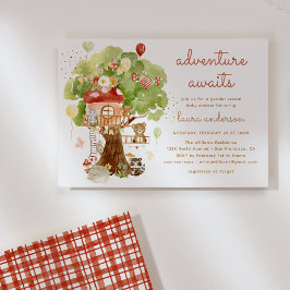 Woodland Animals Tree House Adventure Baby Shower Einladung