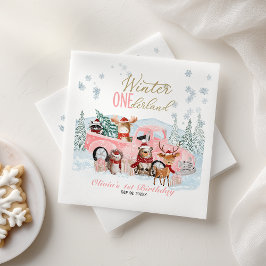 Woodland Animals Truck ONEderland 1st Birthday Serviette