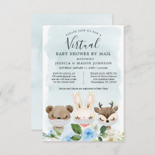 Woodland Animals Virtual Baby Dusche laden Junge e Einladung