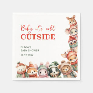 Woodland Animals Weihnachts-Winter-Kinderdusche Serviette