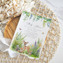 Woodland Animals Wild One Baby Dusche Einladung