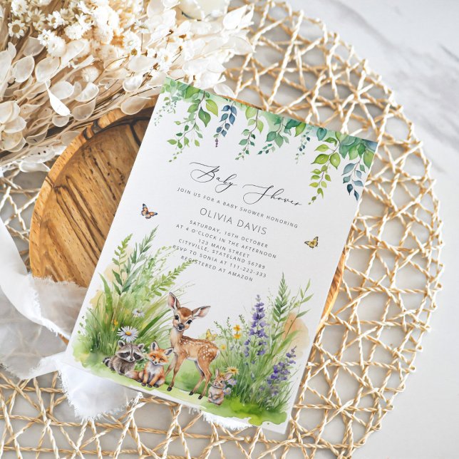 Woodland Animals Wild One Baby Dusche Einladung (Von Creator hochgeladen)