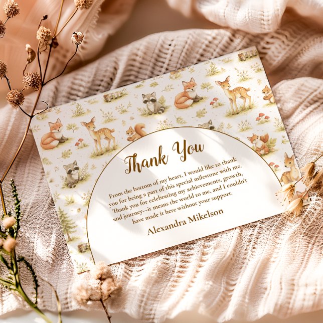 Woodland Animals Wild One Birthday Dankeskarte (Von Creator hochgeladen)