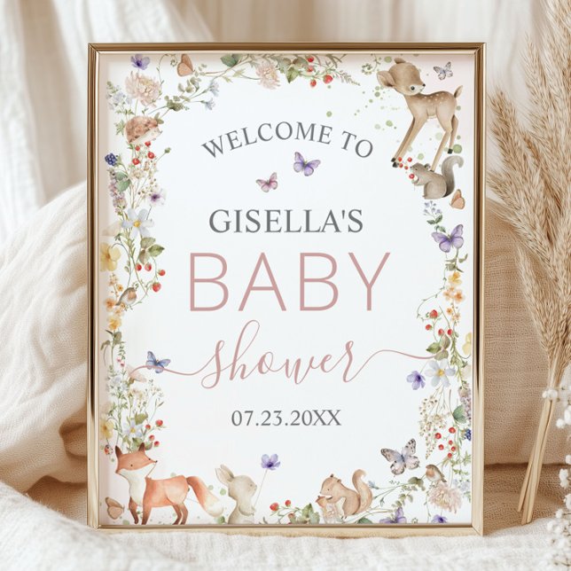 Woodland Animals Wildflower Baby Shower Welcome Fotodruck (Von Creator hochgeladen)