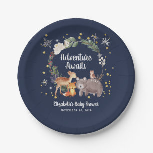 Woodland Animals Winter Baby Dusche Pappteller