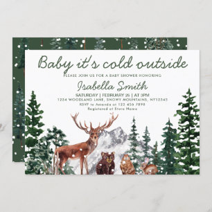 Woodland Animal's Winter Baby Shower Einladung
