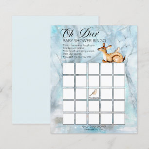 Woodland Animals Winter Boy Baby Shower Bingo Card