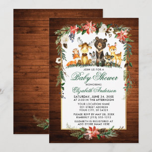 Woodland Animals Wood Holiday Baby Dusche Einladung