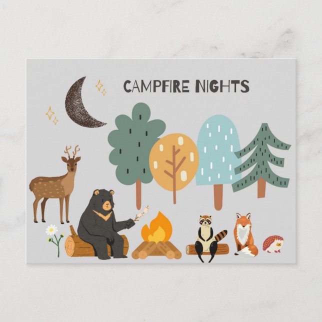 Woodland Animes Campfire Nächte Postkarte (Vorderseite)