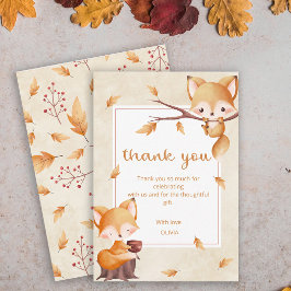 Woodland Autumn Baby Fox Babydusche Dankeskarte