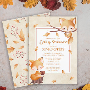 Woodland Autumn Baby Fox Babydusche Einladung