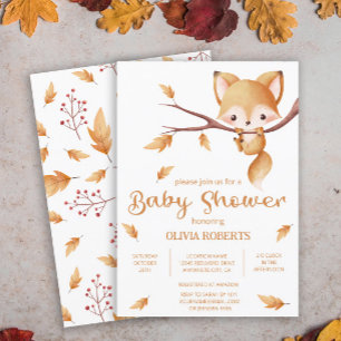 Woodland Autumn Baby Fox Babydusche Einladung