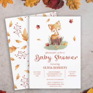 Woodland Autumn Baby Fox Babydusche Einladung
