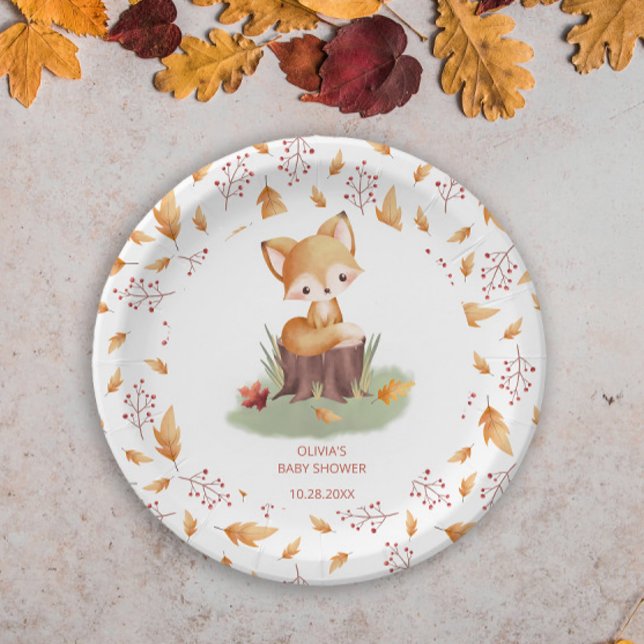 Woodland Autumn Baby Fox Babydusche Pappteller (Von Creator hochgeladen)
