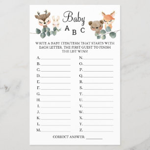 Woodland Baby ABC Duschspielkarte Flyer