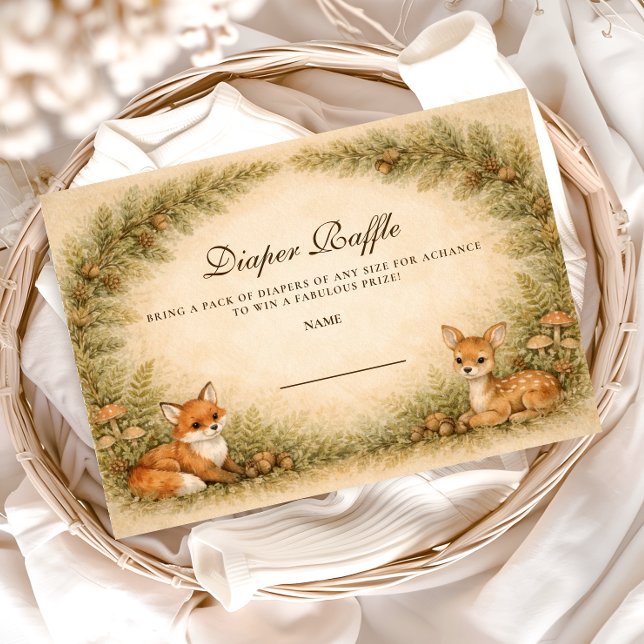 Woodland Baby Animals Diapper Raffle Begleitkarte (Von Creator hochgeladen)