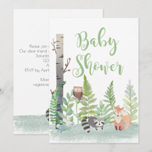 Woodland Baby Animals Greenerity Baby Shower lädt Einladung
