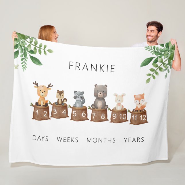 Woodland Baby Animals Milestone Fleecedecke (Beispiel)