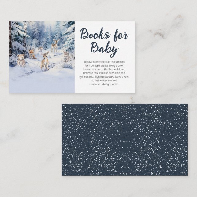 Woodland Baby Animals Winter Baby Books for Baby Begleitkarte (Vorne/Hinten)