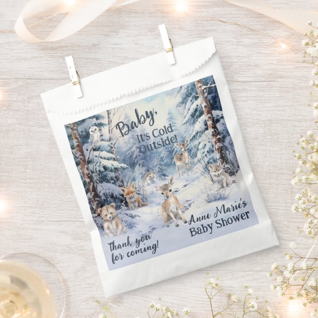 Woodland Baby Animals Winter Boy Baby Dusche Geschenktütchen (Ausgeschnitten)