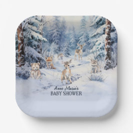 Woodland Baby Animals Winter Boy Baby Dusche Pappteller