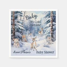 Woodland Baby Animals Winter Boy Baby Dusche Serviette