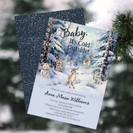 Woodland Baby Animals Winter Boy Baby Sprinkle Einladung