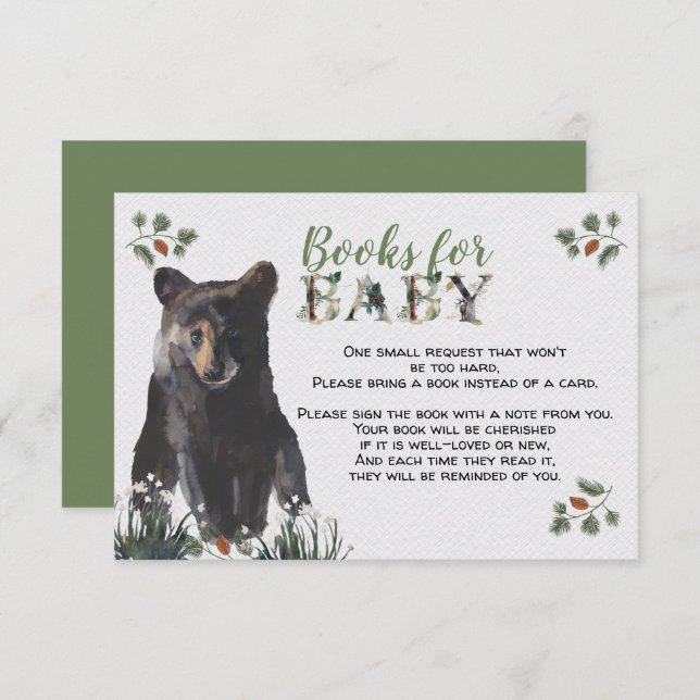 Woodland Baby Bear Books for Baby Begleitkarte (Vorne/Hinten)