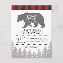 Woodland Baby Bear | Rustikale Lumberjack Babydusc Einladungspostkarte