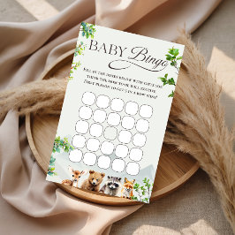 Woodland Baby Bingo Shower Game Card Forest Animal