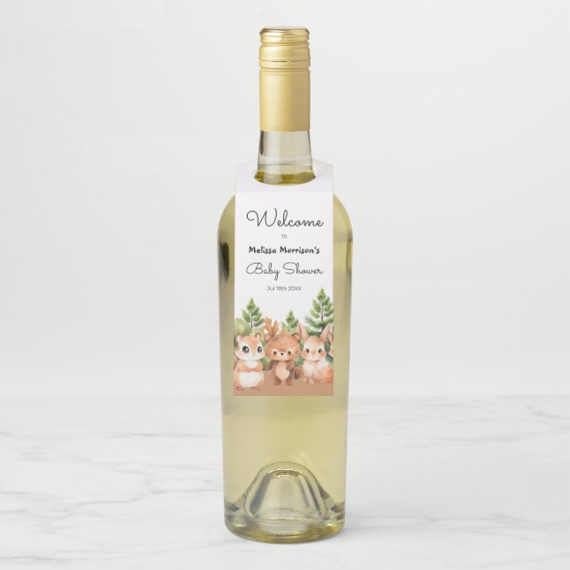 Woodland Baby Boy Dusche Flaschenanhänger (Auf Flasche)