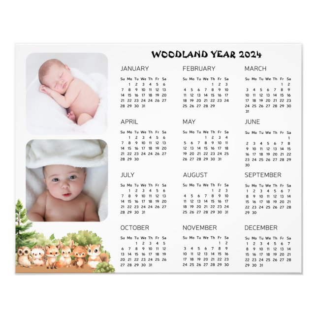Woodland Baby Boy Foto Calendar Poster (Vorne)