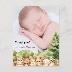 Woodland Baby Boy Foto Vielen Dank Postkarte